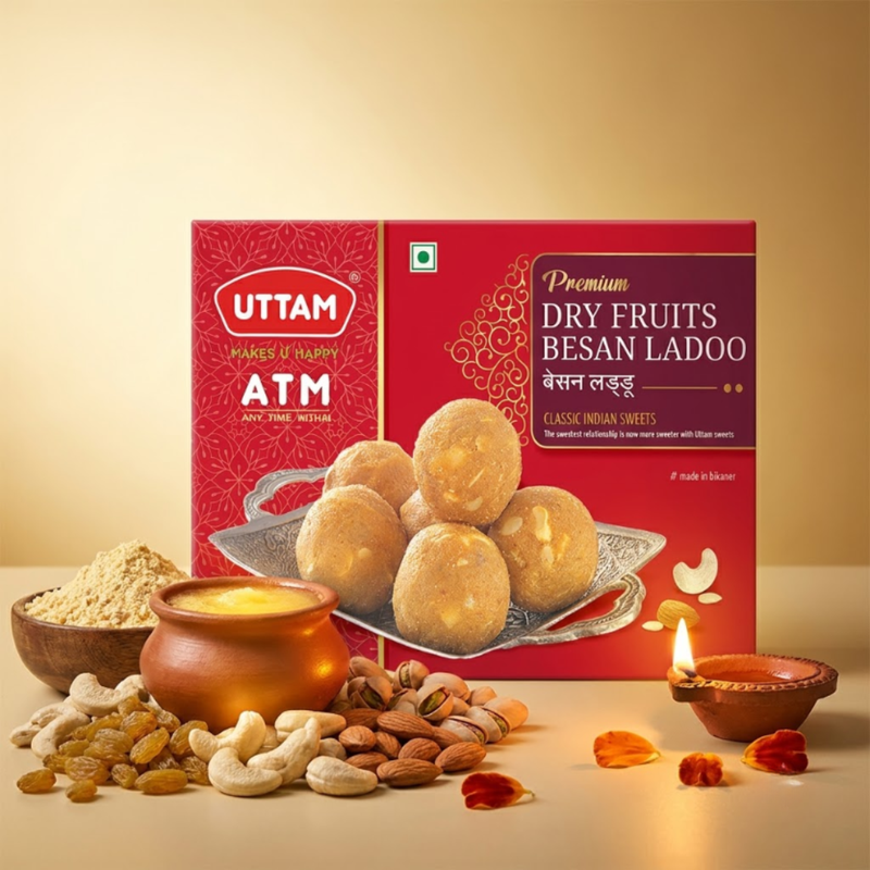 Premium Dry Fruit Besan Ladoo (Desi Ghee)